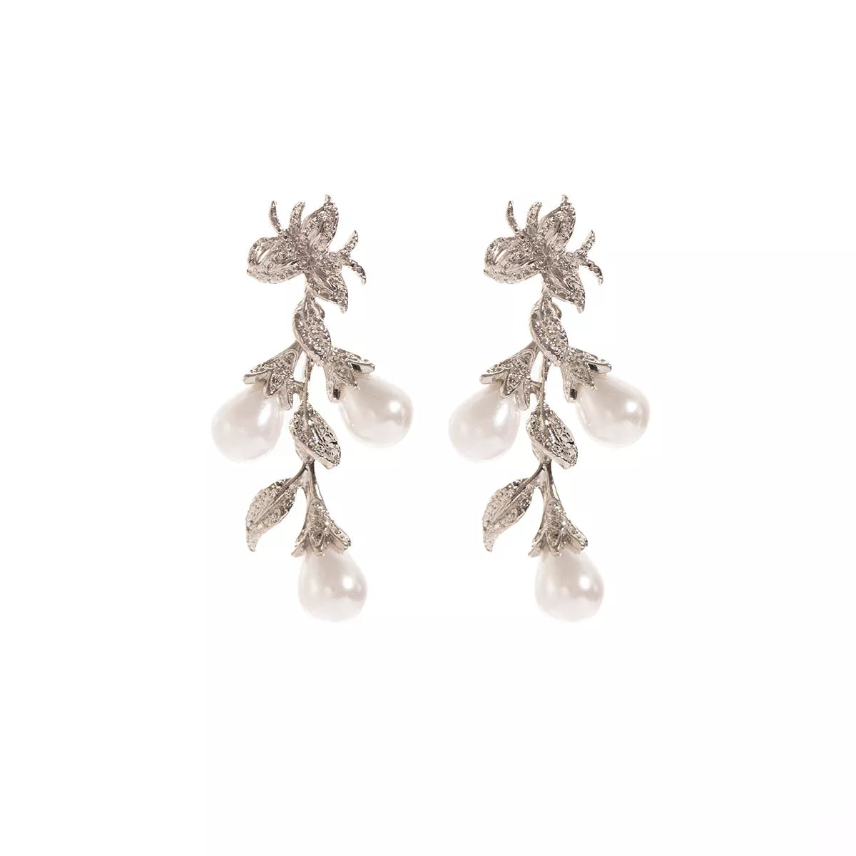Flower Synthetic Pearl Branch Earrings