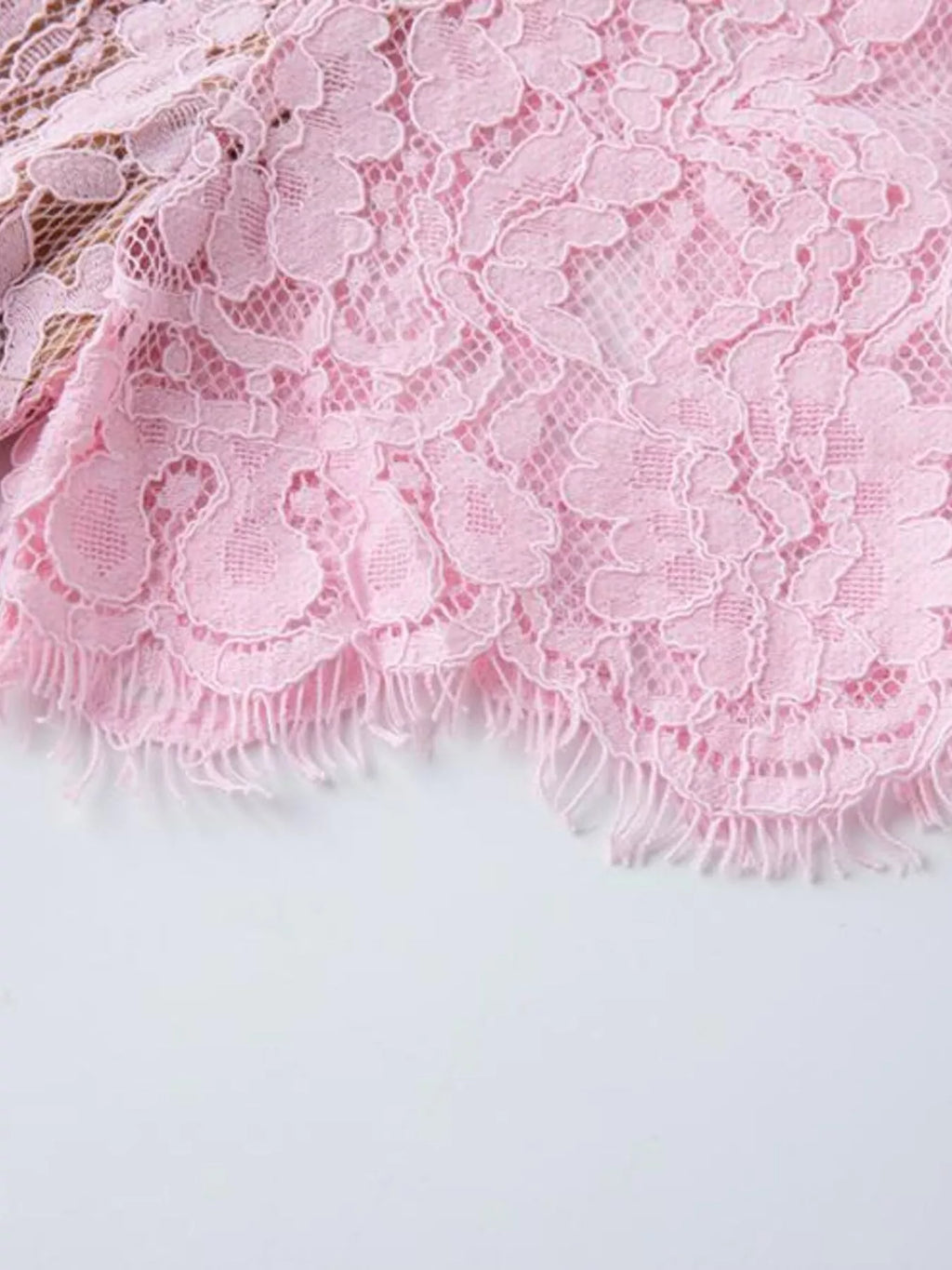Lace Pearl Neckline Midi Dress