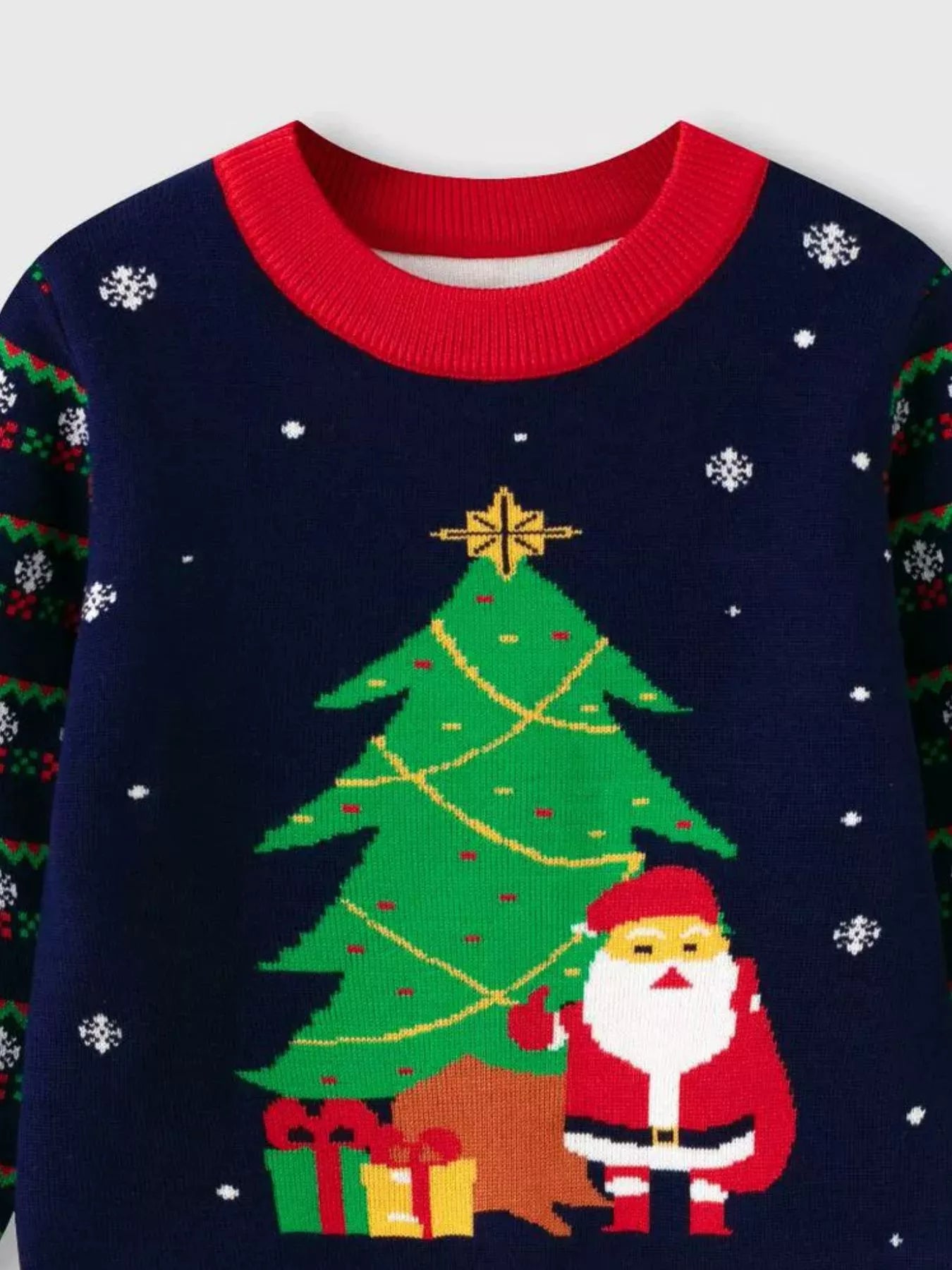 Children's Christmas Tree Round Neck Sweater