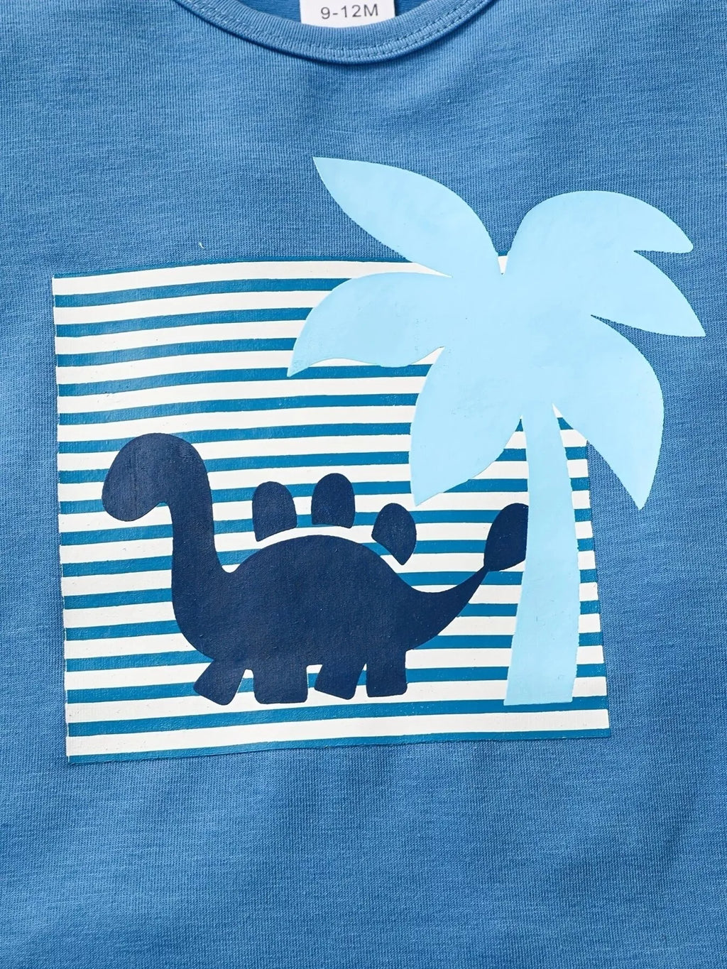 Children's Dinosaur Print Tee & Striped Shorts Set