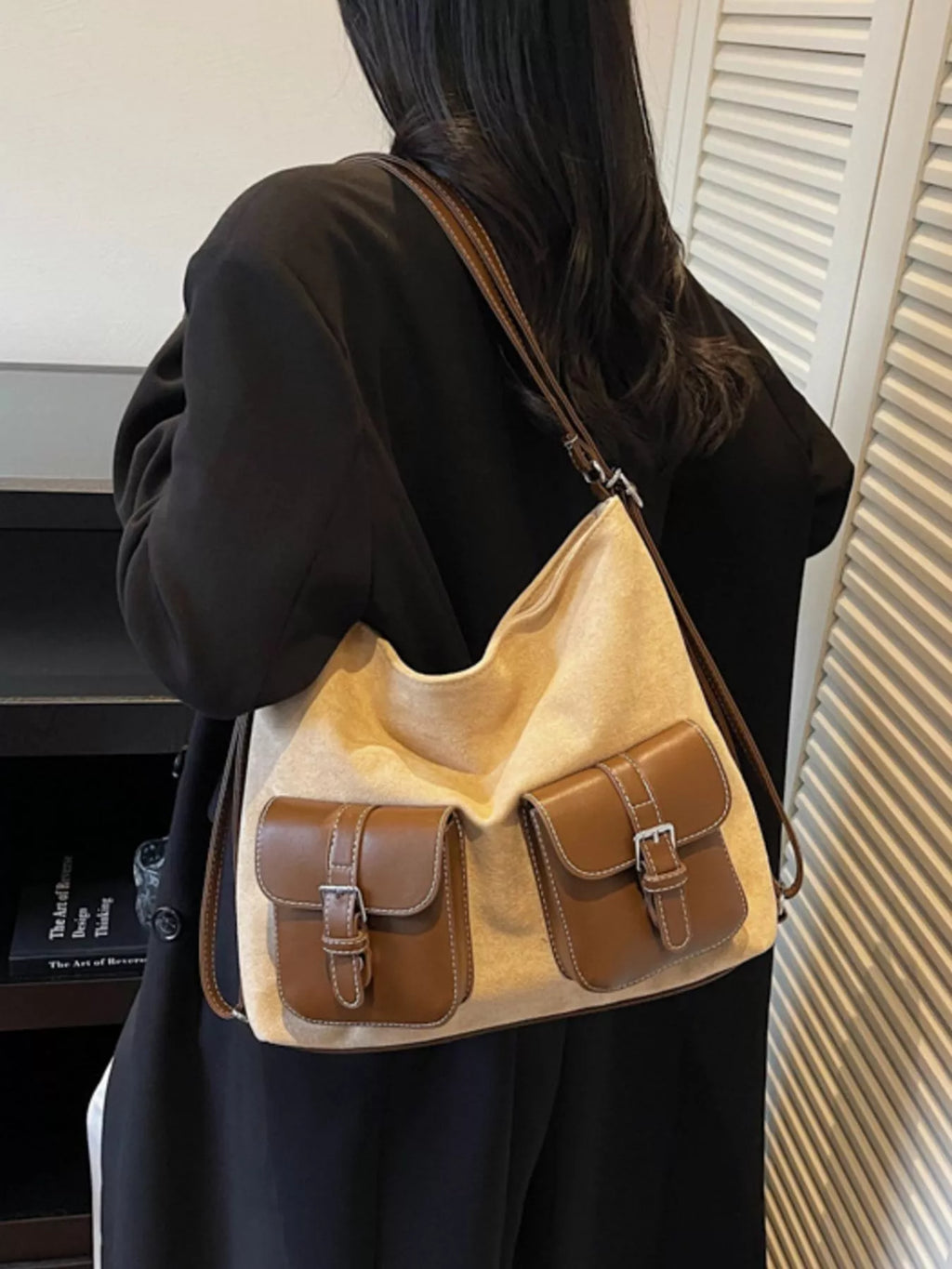 Buckle Pocket Shoulder Handbag