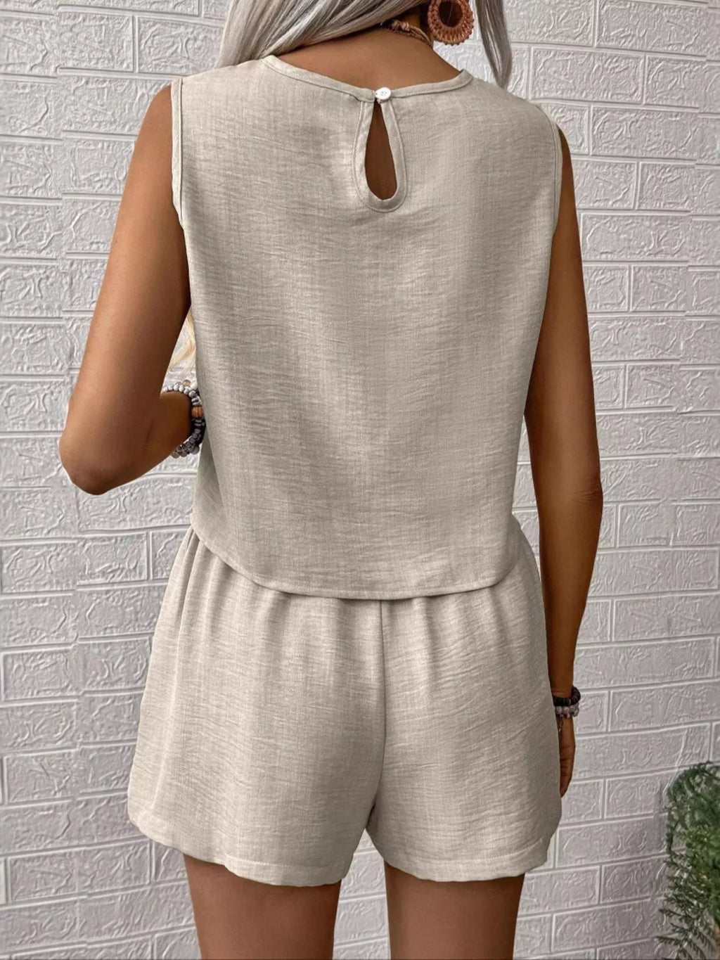 Sleeveless Top and Shorts Two-Piece Set