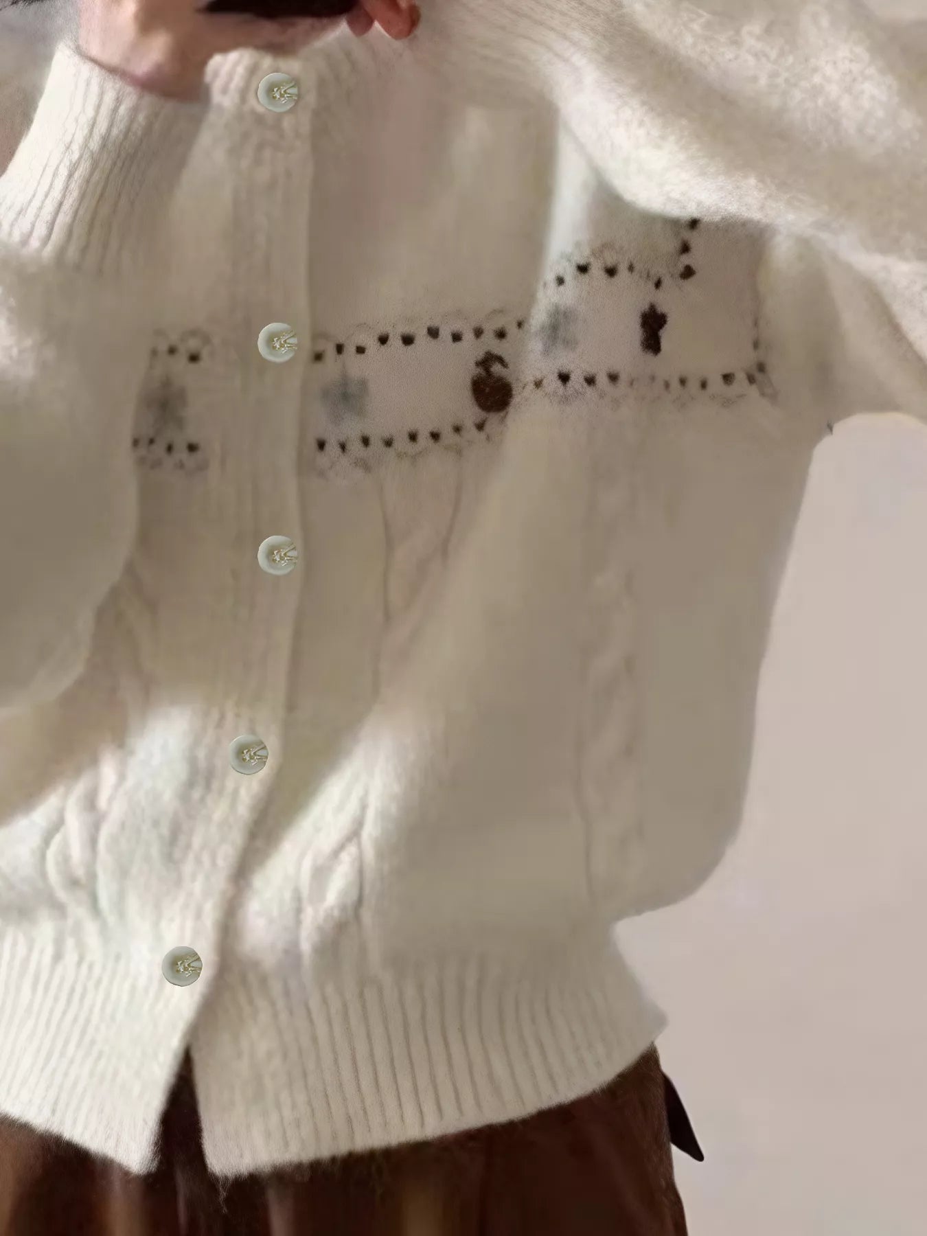 Cable Knit Button Up Cardigan