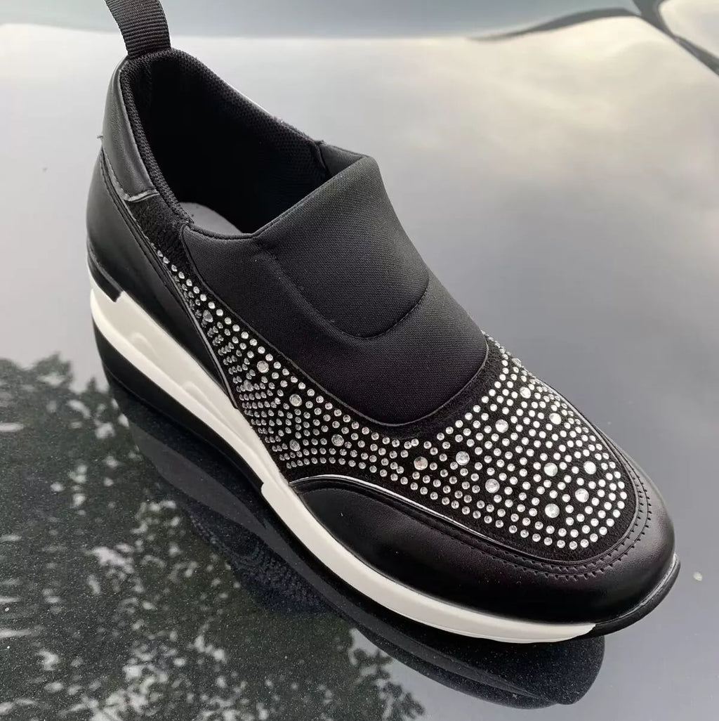 Rhinestone Embellished Wedge Sneakers