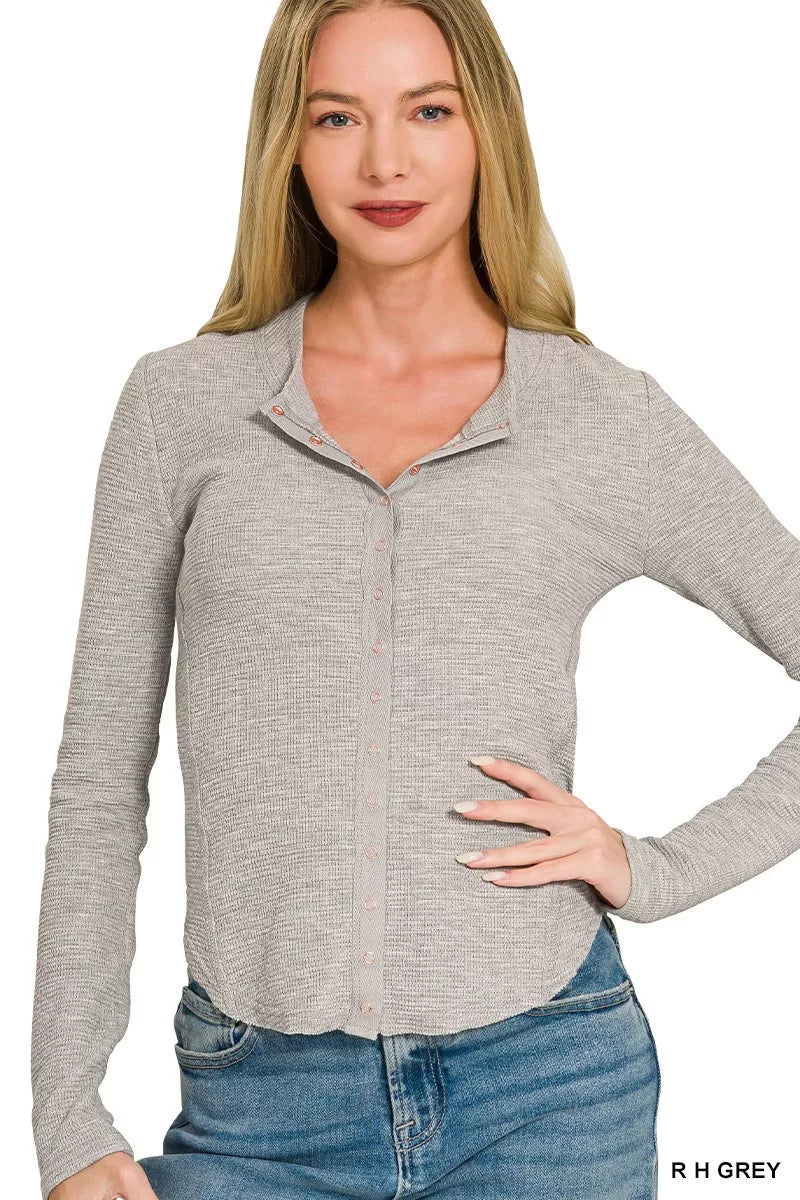 Zenana Double Knit Snap Button Shirts