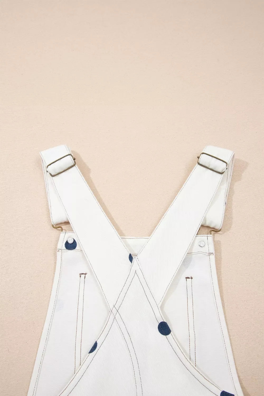 Polka Dot Print Bib Pocket Denim Barrel Overalls Jumpsuit