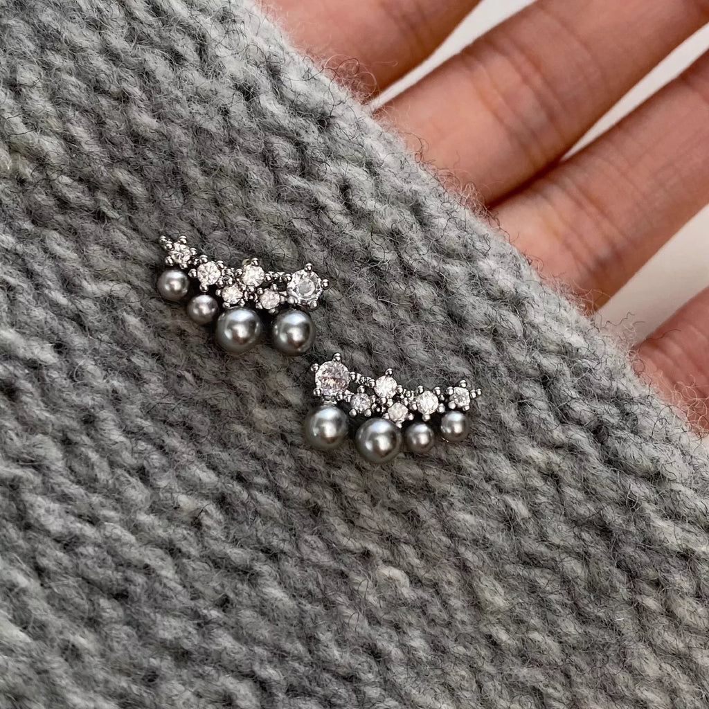 Alloy Pearl Cluster Earrings