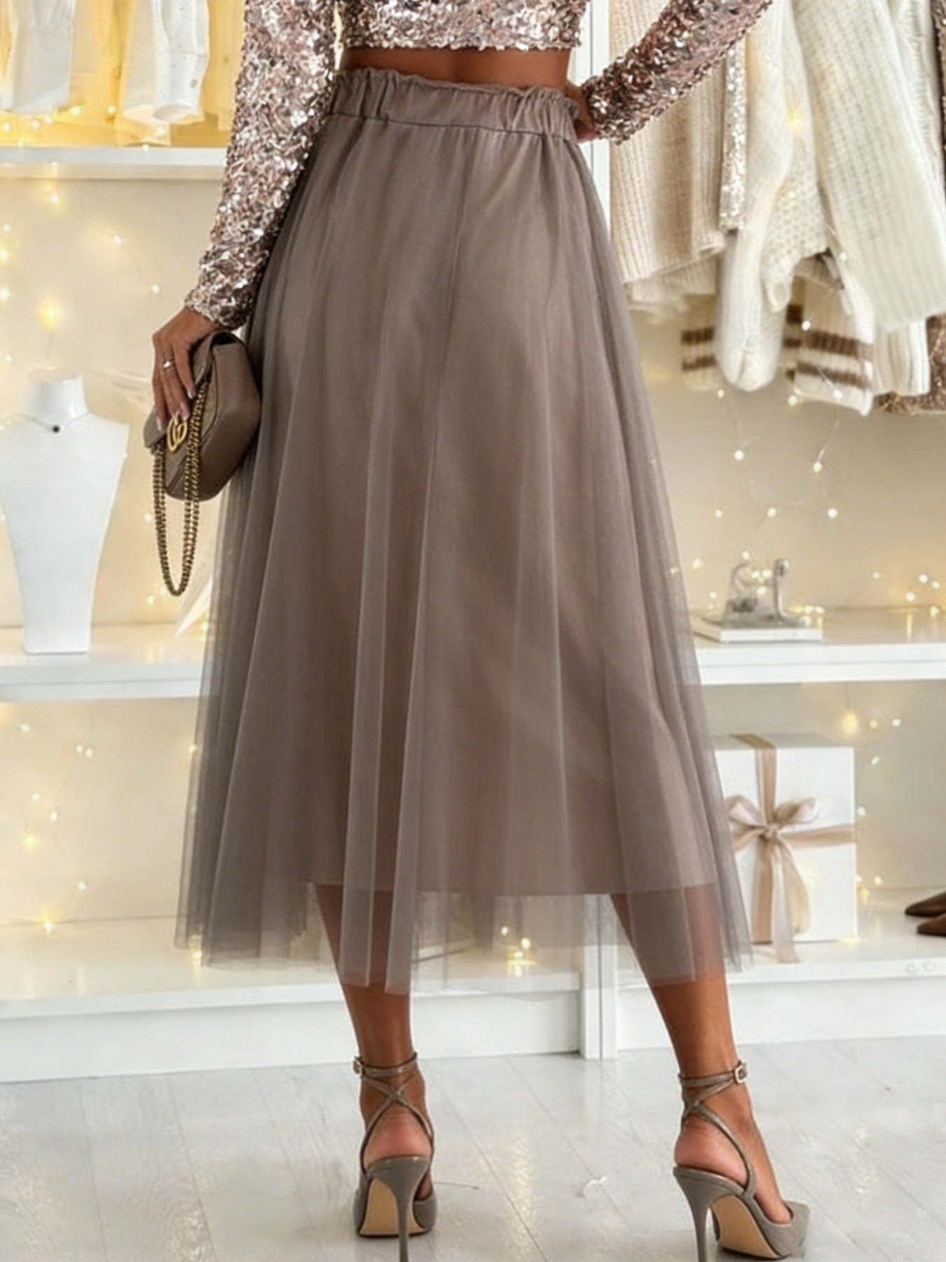 Tulle A-Line Midi Skirt