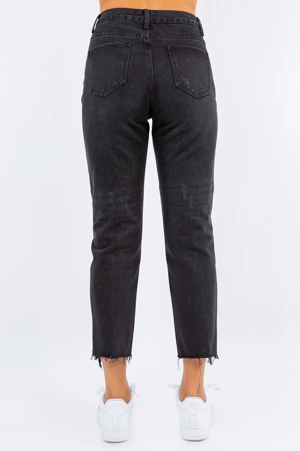 American Bazi High Waist Distressed Cropped Straight Jeans