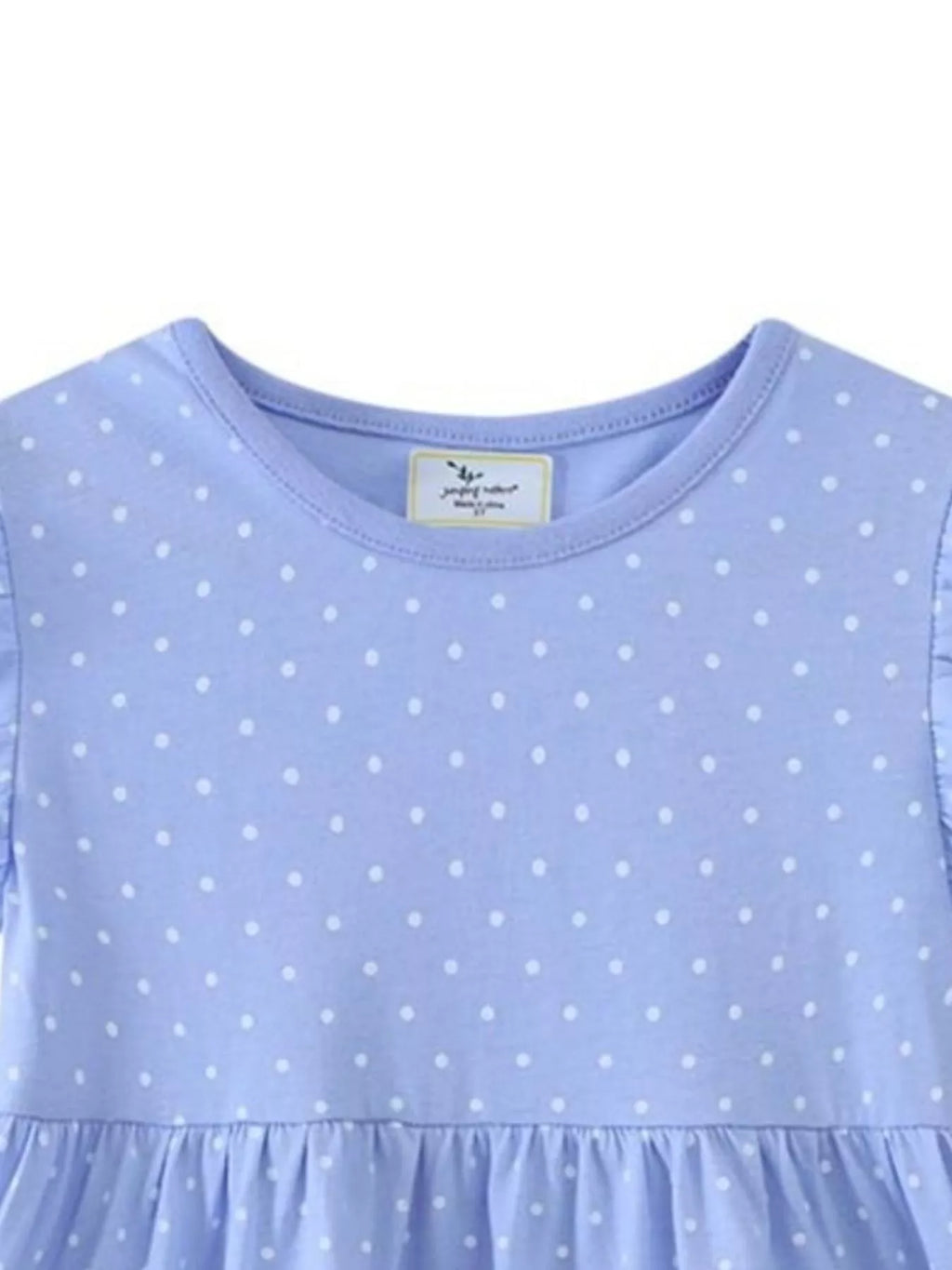Children's Polka Dot Bunny Embroidered Ruffle Sleeve Dress