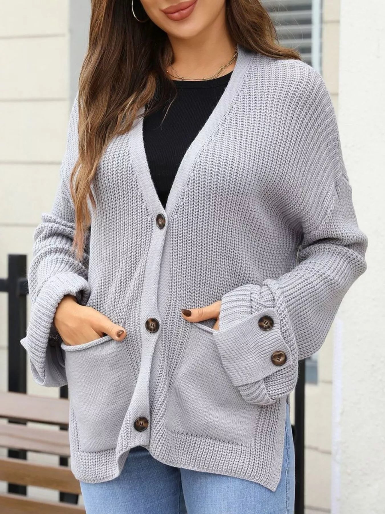 Oversized Knit Button-Down Cardigan