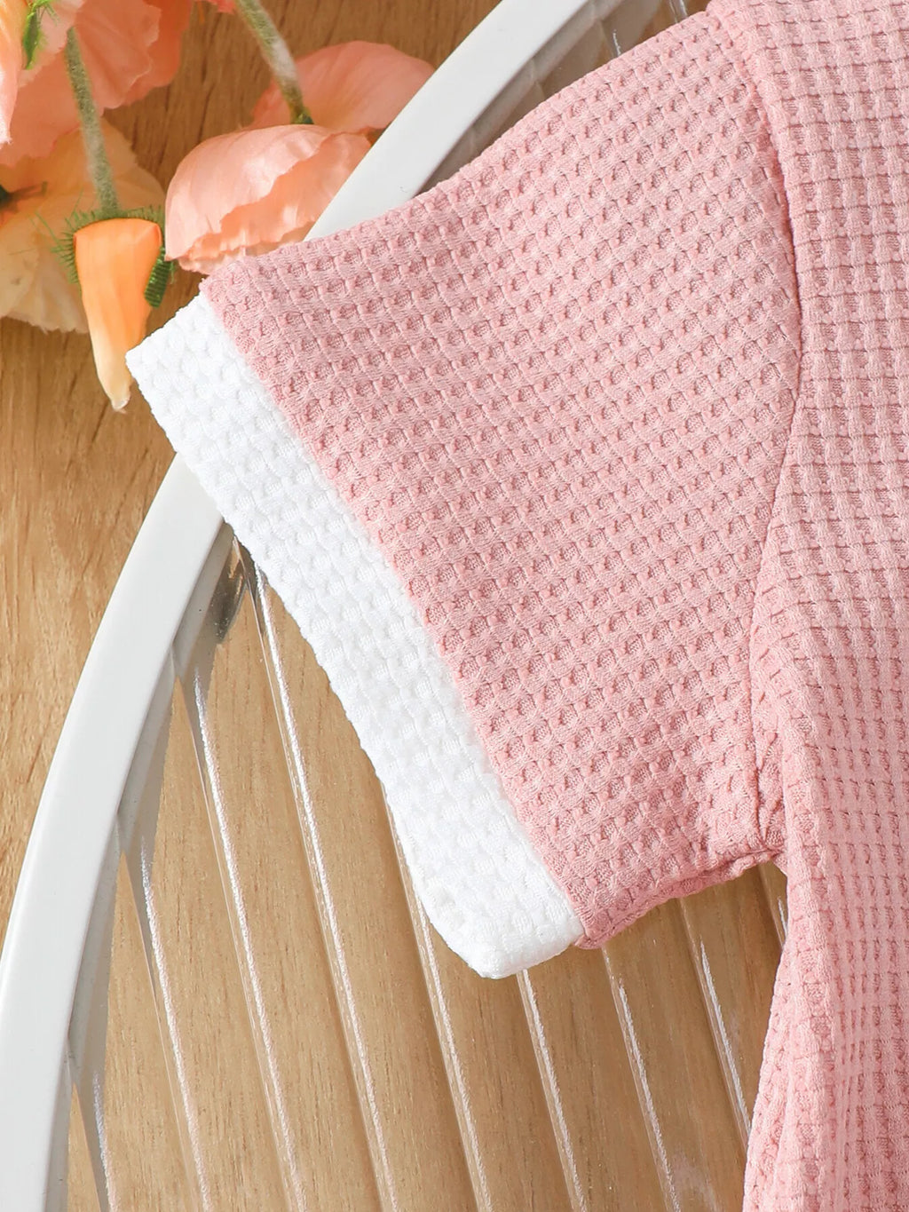 Children's Honey Flower Waffle Knit Tee and Shorts Set