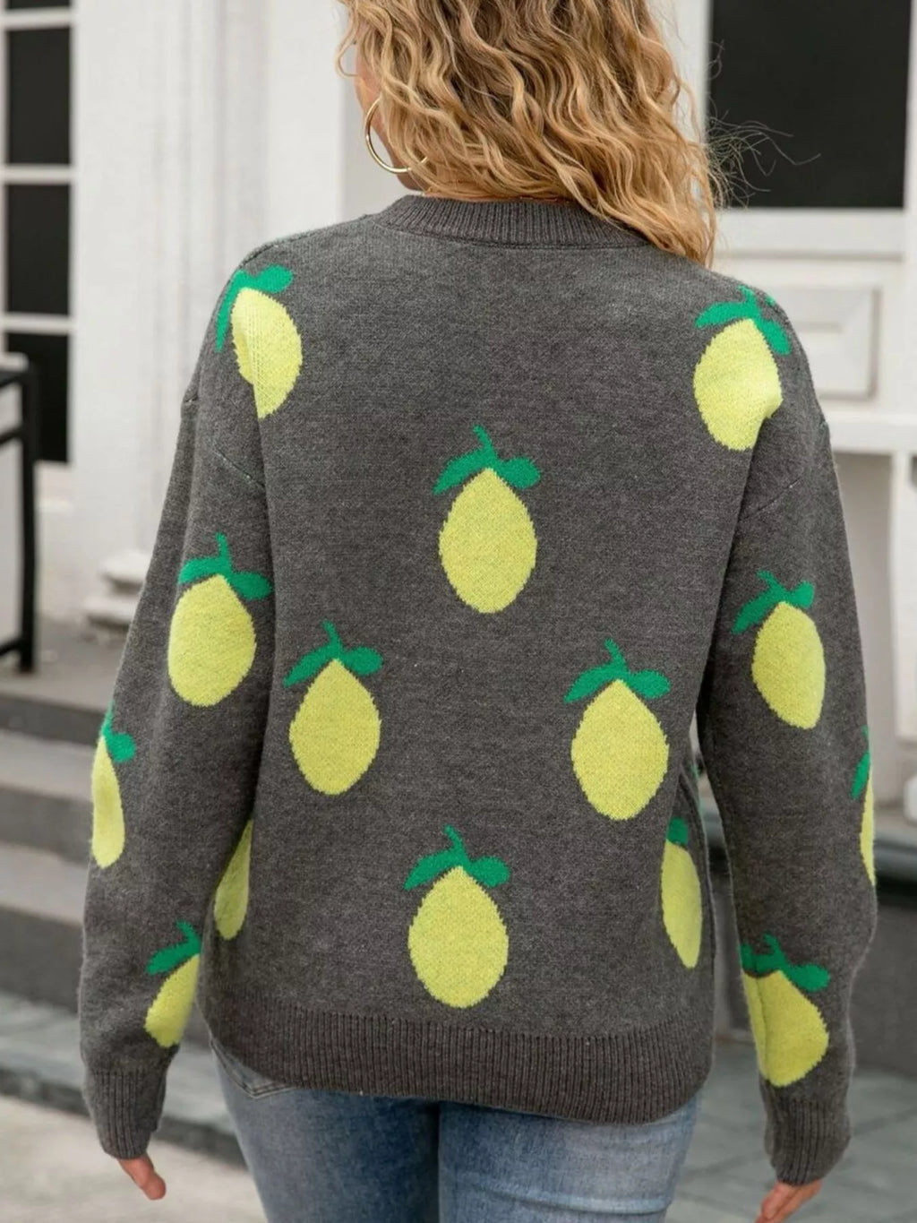 Lemon Crew Neck Round Neck Sweater