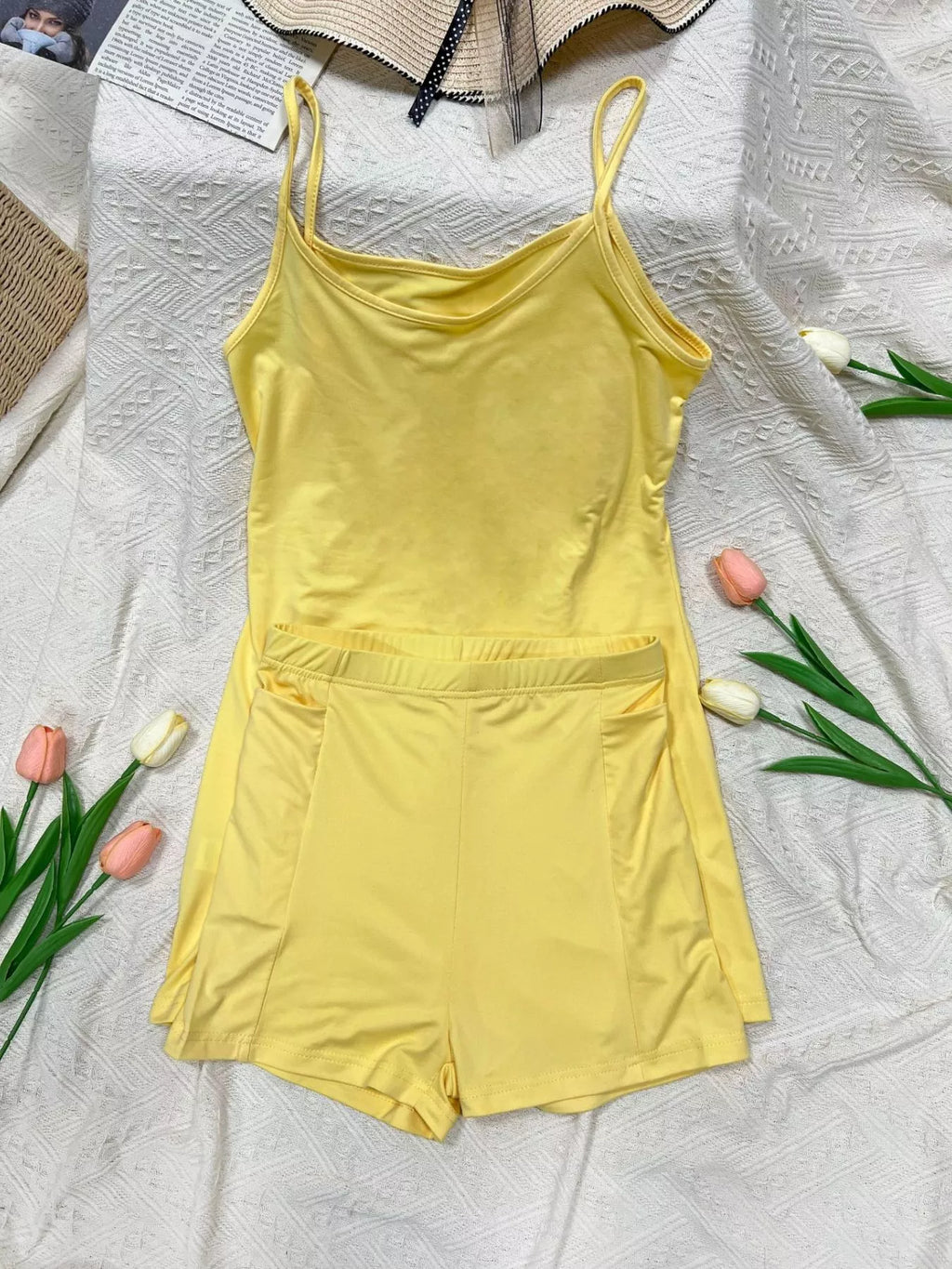 Scoop Neck Cami and Shorts Active Set