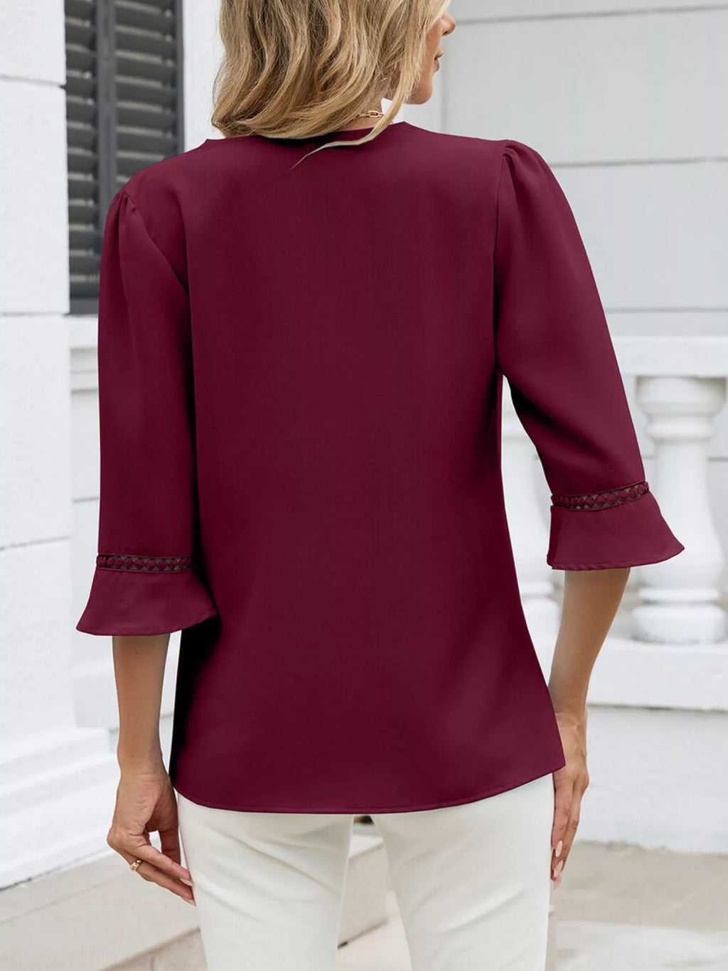 V-Neck 3/4 Sleeve Blouse