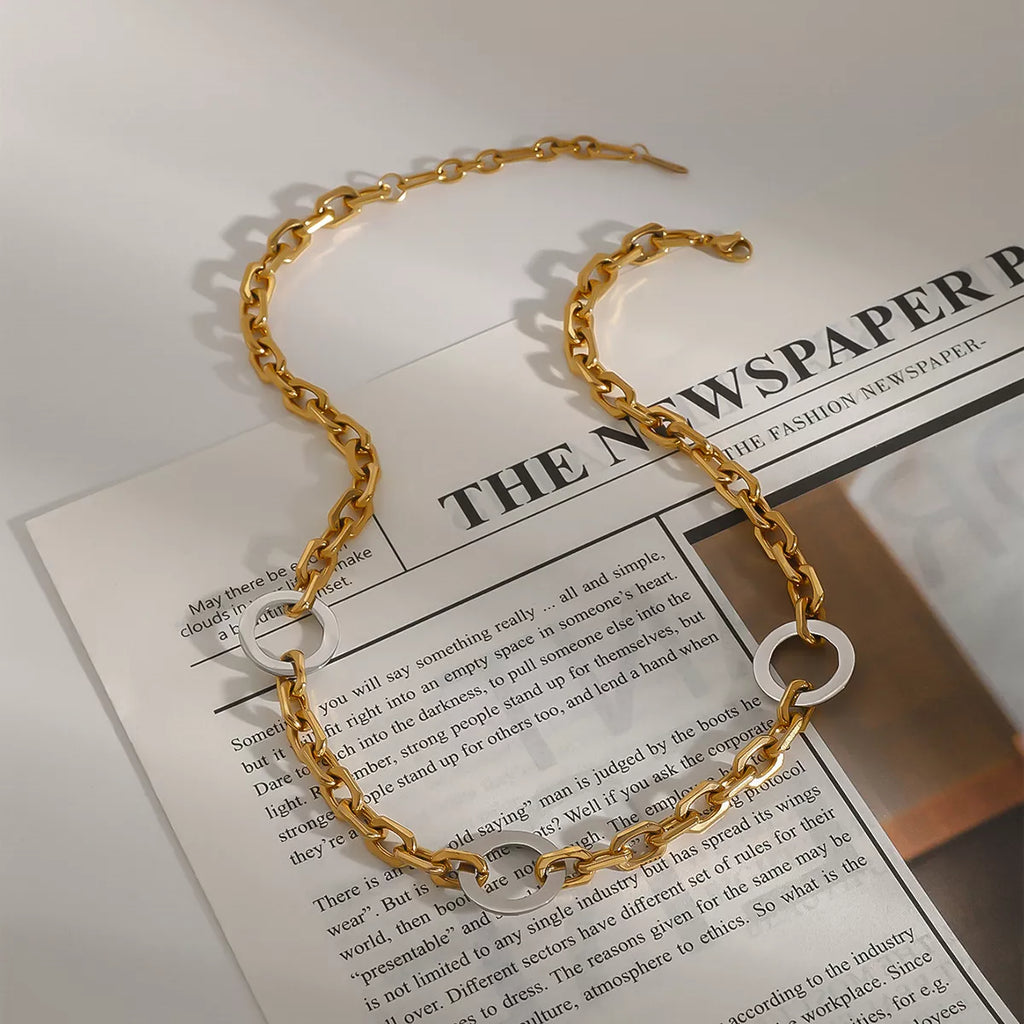 Stainless Steel Chain Link Circle Necklace