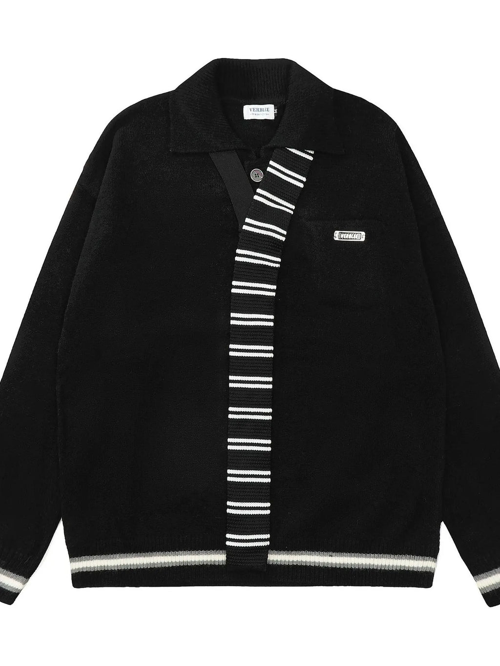 Men's Striped Contrast Long Sleeve Sweater