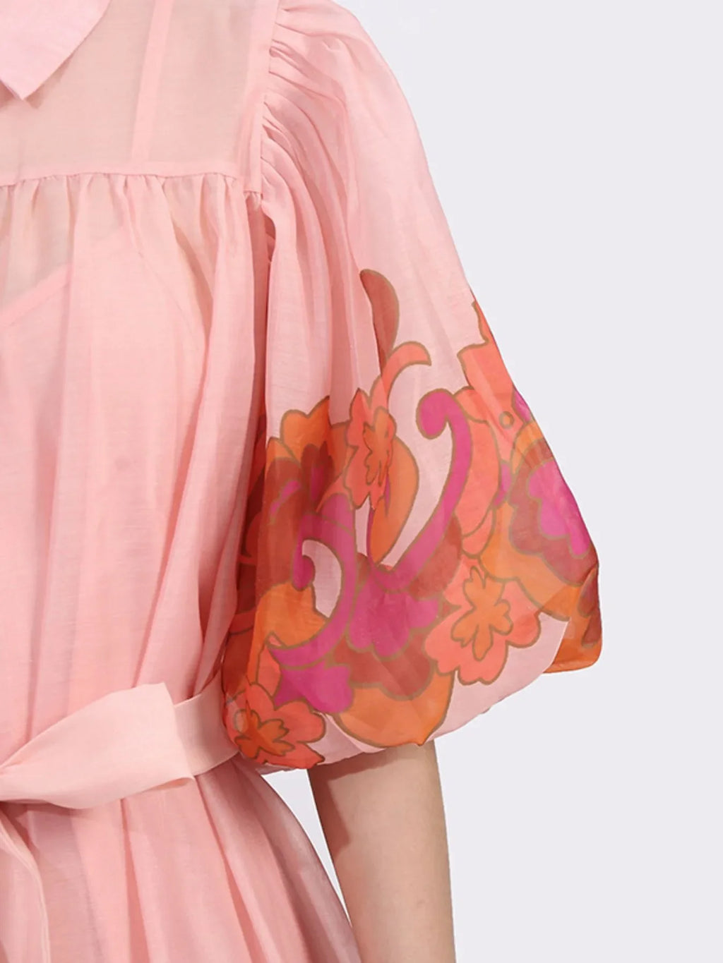 Button Front Puff Sleeve Dress