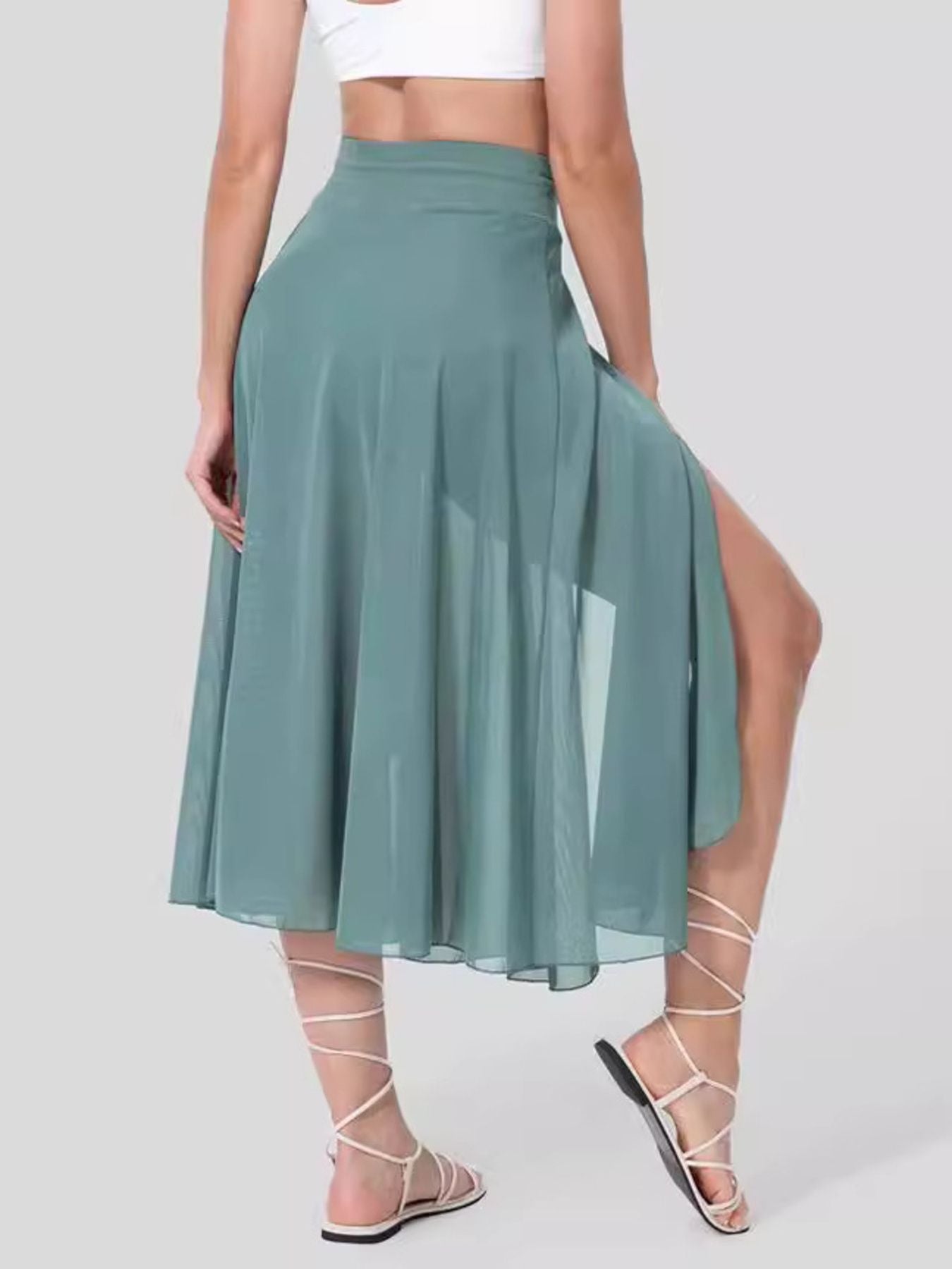Slit Flowy Skirt with Shorts Liner