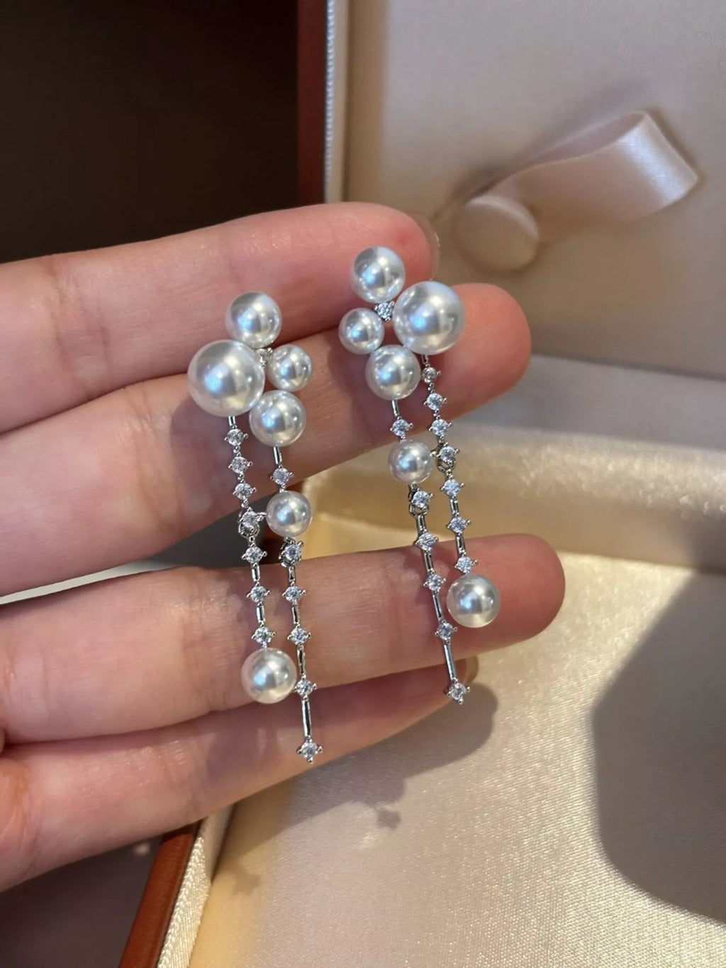 Pearl Cluster Dangle Earrings