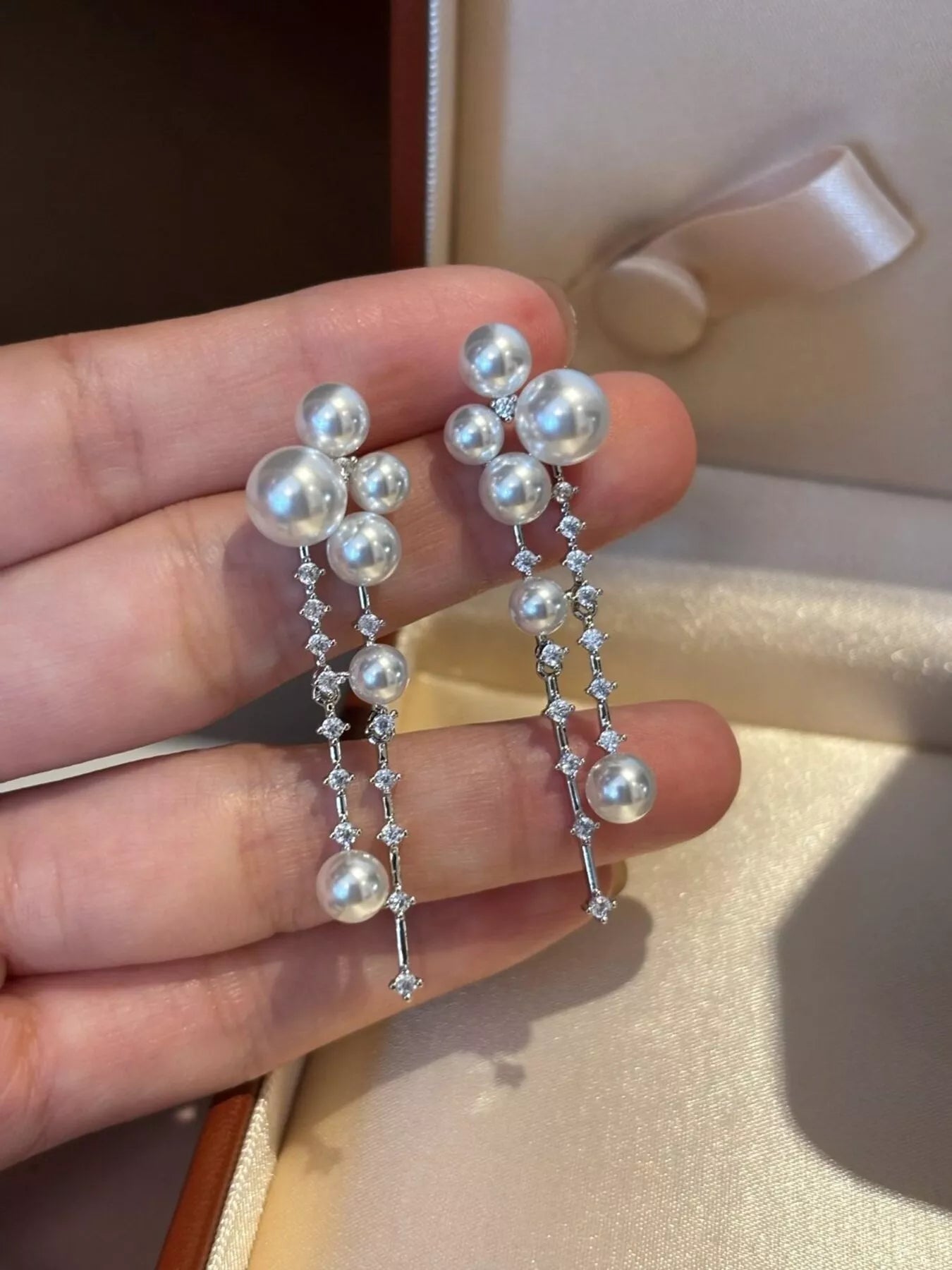 Pearl Cluster Dangle Earrings