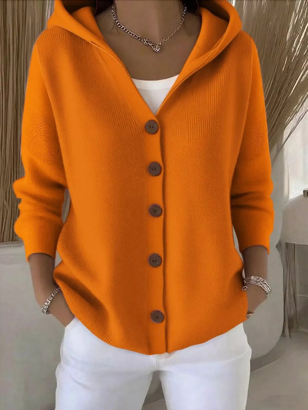 Full Size Button Up Long Sleeve Cardigan Plus Size