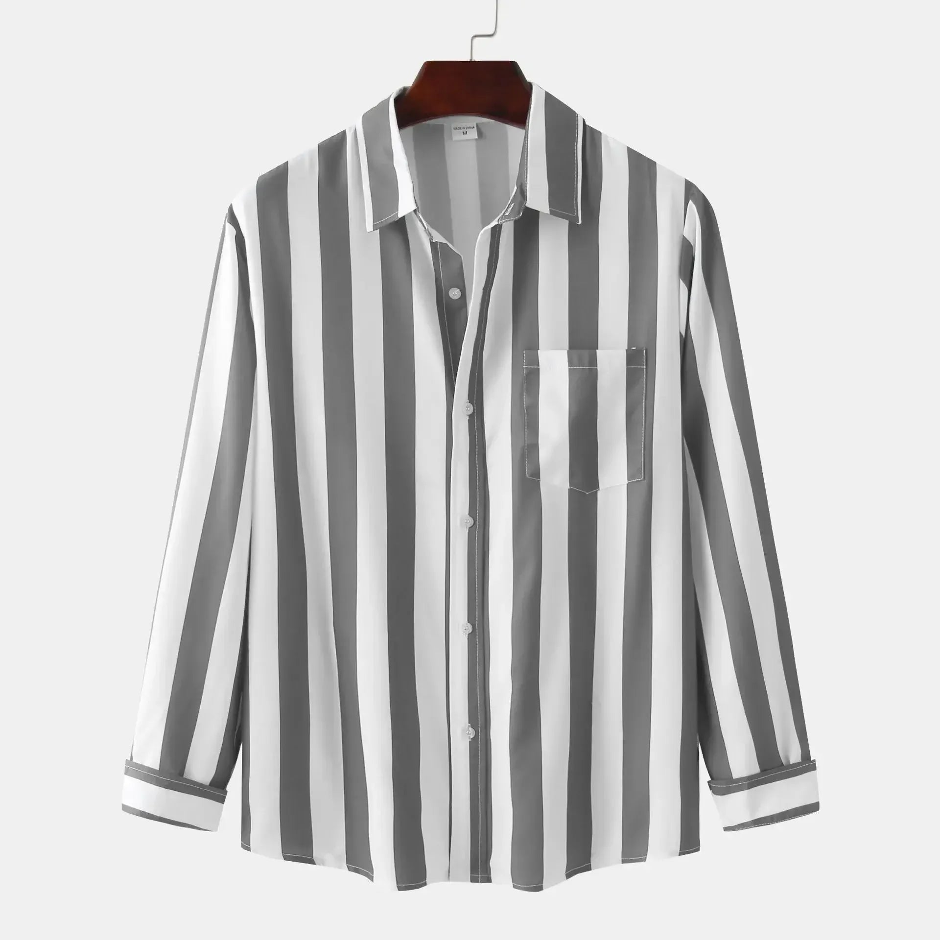 Men's Striped Button-Down Long Sleeve Shirt