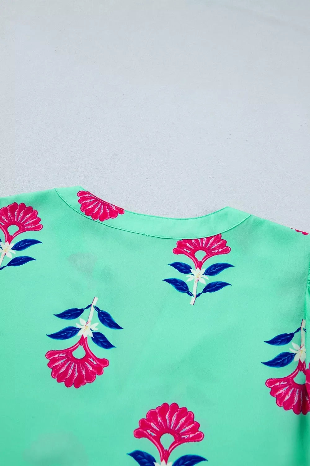 Floral V Neck Flutter Sleeve Blouse