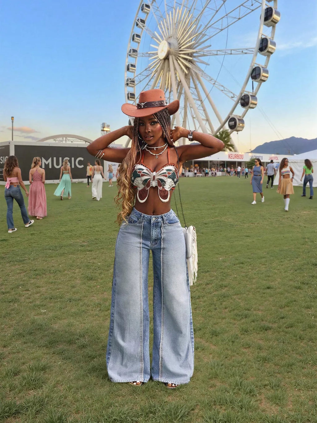 Patchwork Wide-Leg Jeans
