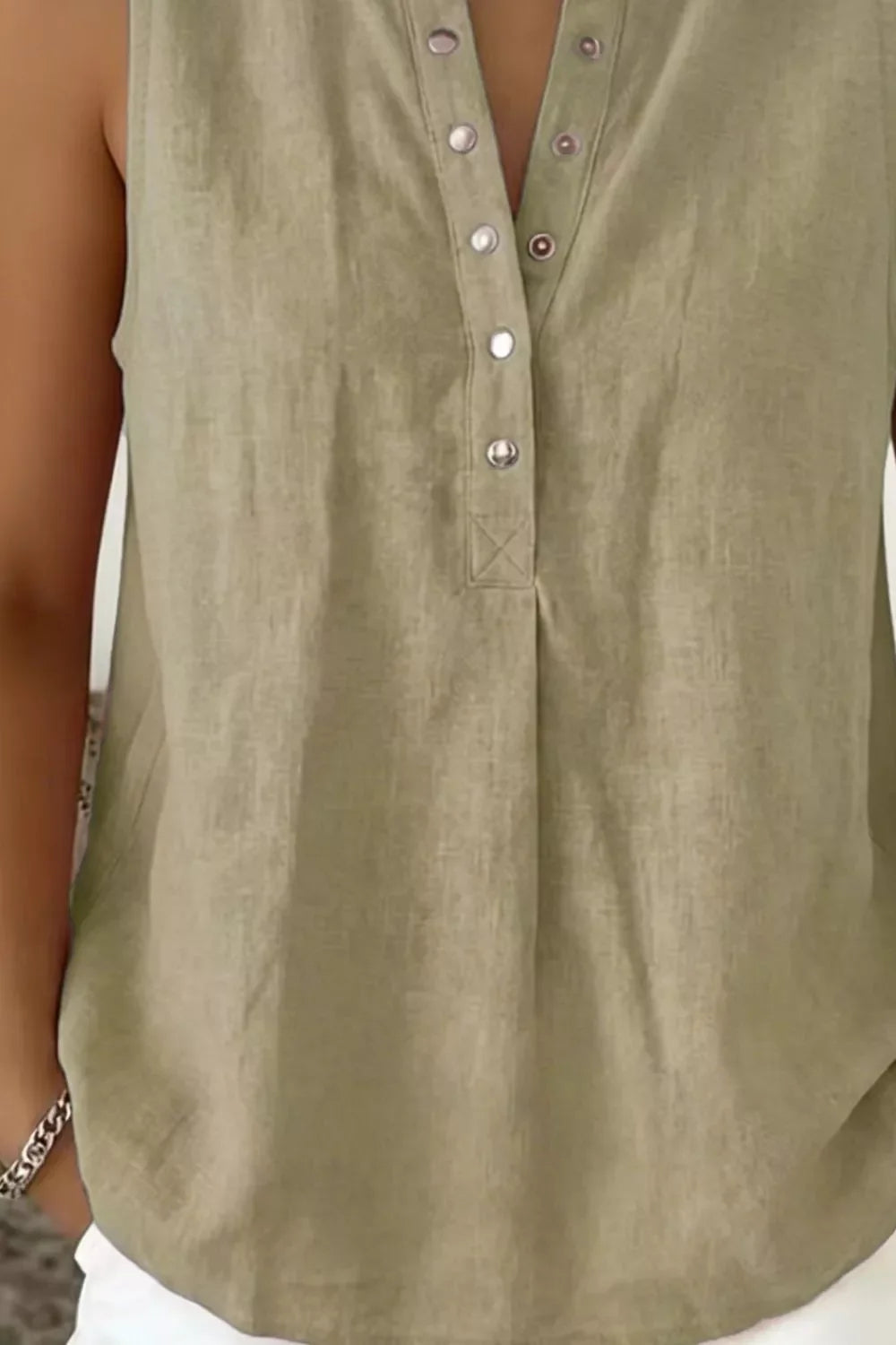 Snap Down Sleeveless Top