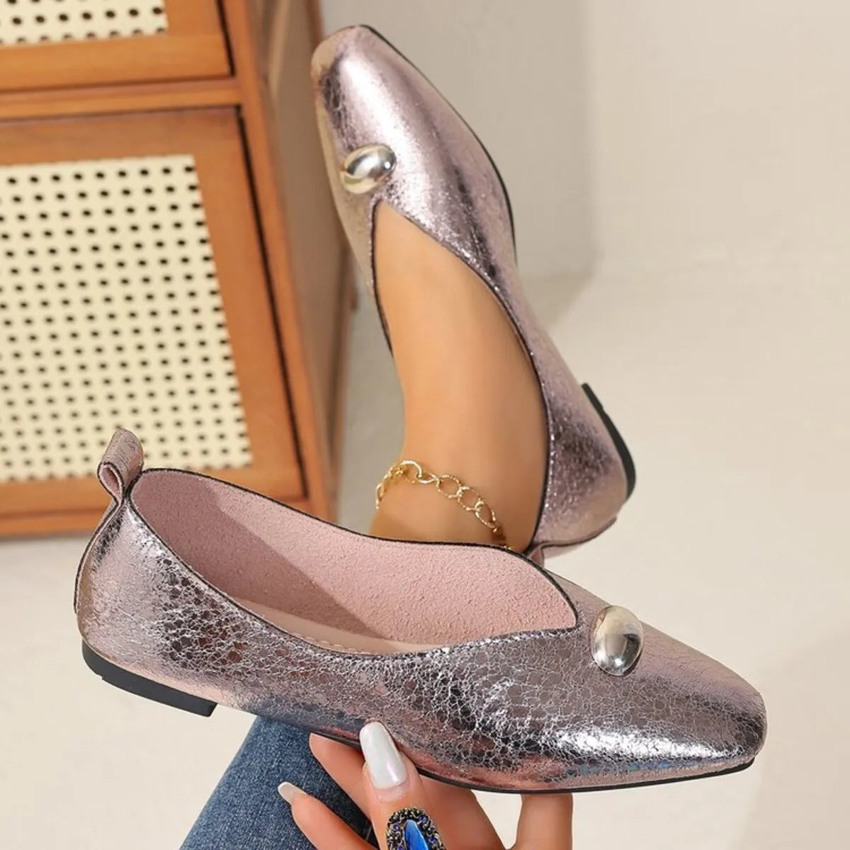 Square Toe Flats Slip-Ons