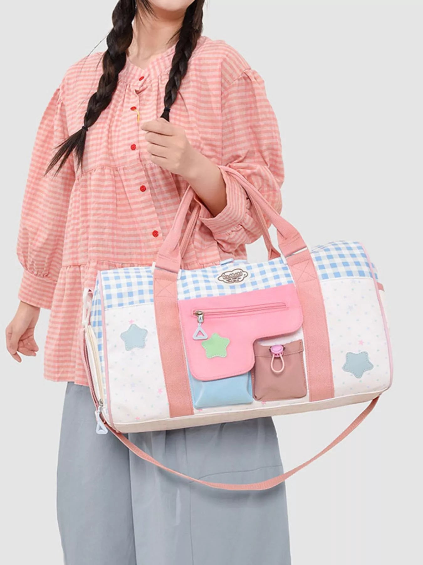 Color Block Large Capacity Travel Bag