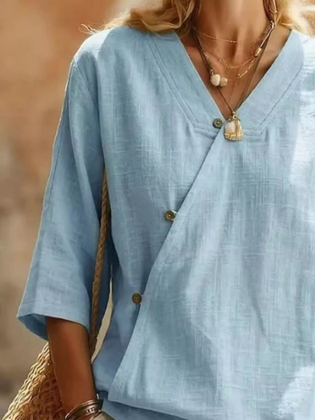 Surplice 3/4 Sleeve Blouse