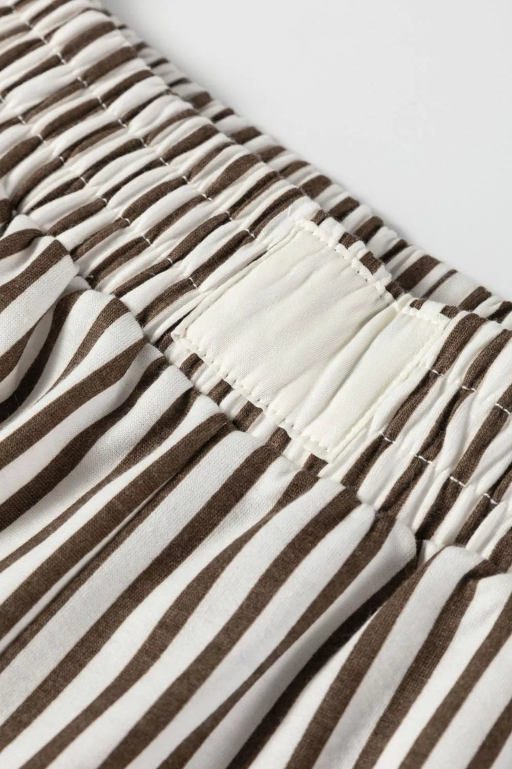Stripe Elastic High Waist Pocketed Loose Pants