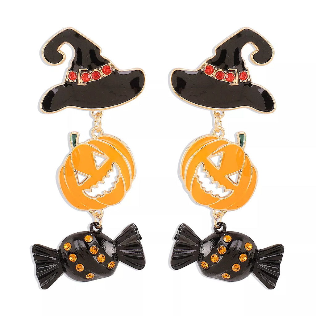 Halloween 18K Gold-Plated Alloy Pumpkin Earrings