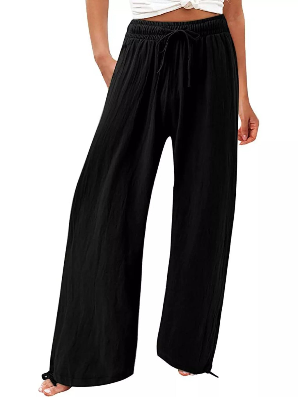 Full Size Wide Leg Pants with Drawstring Waist Plus Size