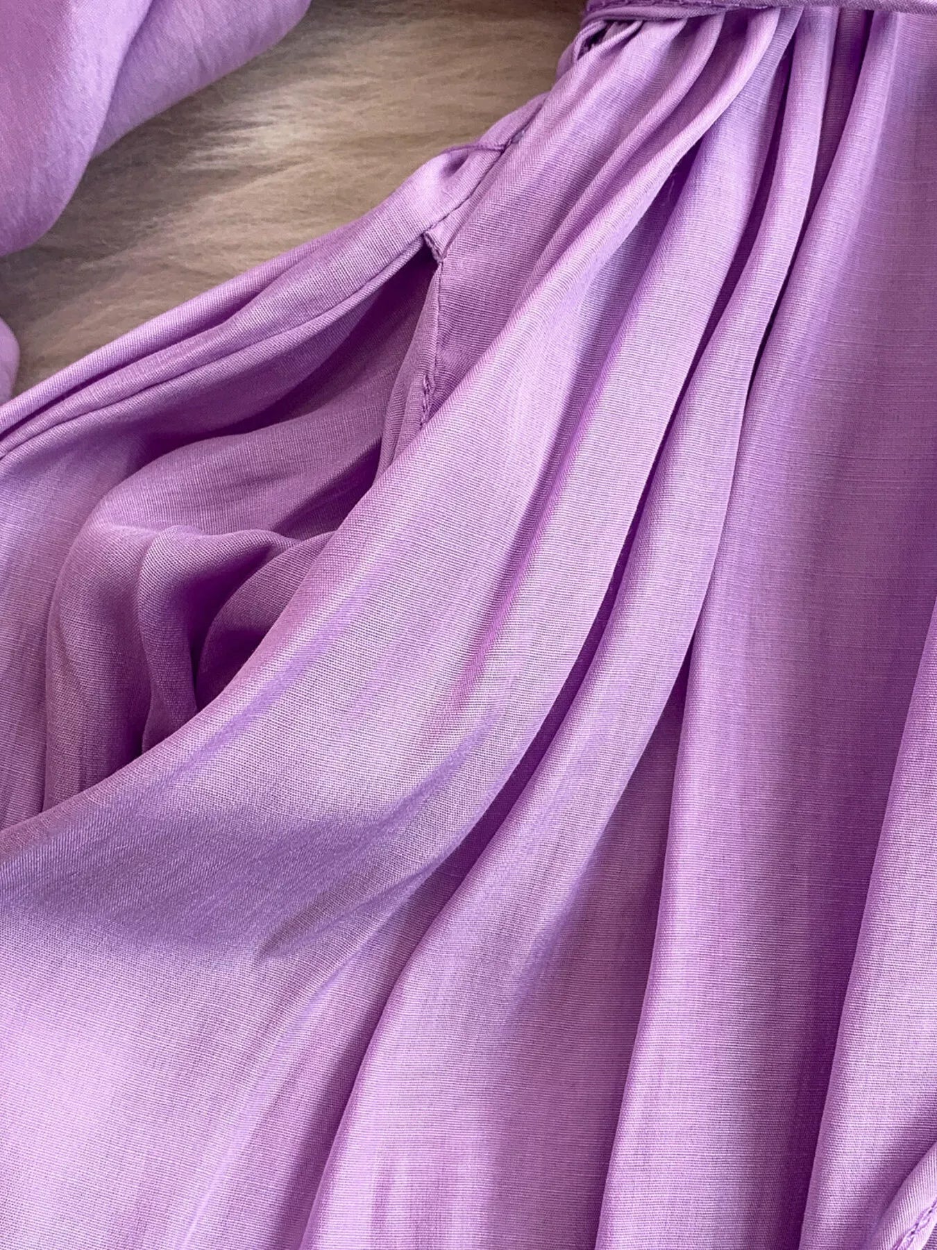 Balloon Sleeve Tie-Waist Dress