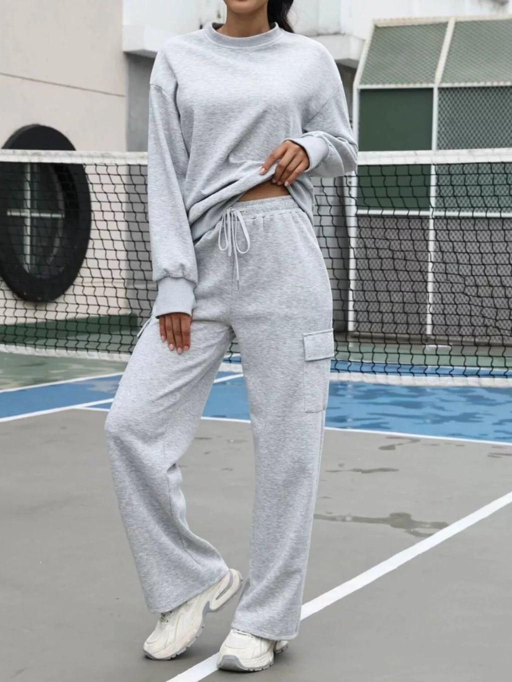 Dropped Shoulder Sweatshirt and Pants Set