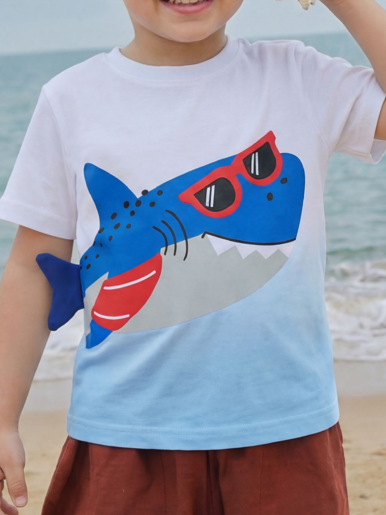 Children's Shark Graphic Round Neck T-Shirt