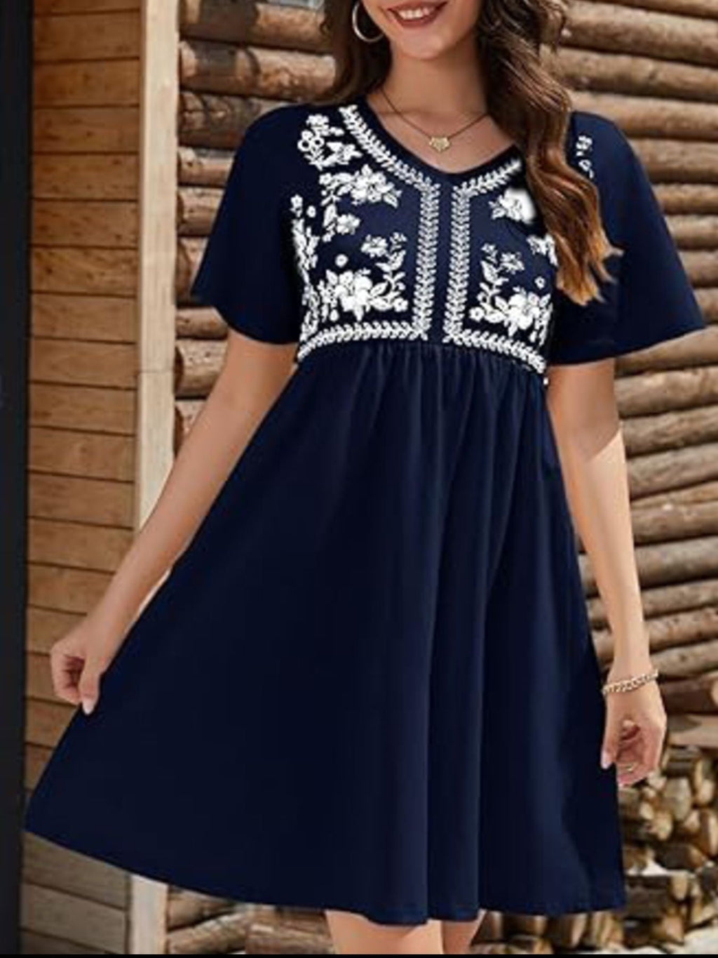 Floral Short Sleeve Flowy Mini Dress