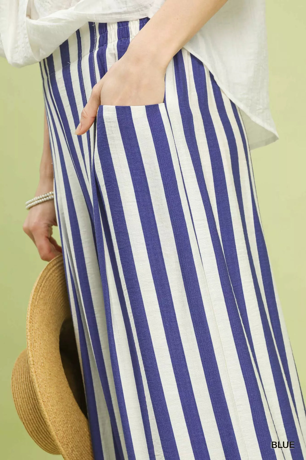 Umgee Vertical Stripe Wide Leg Pants