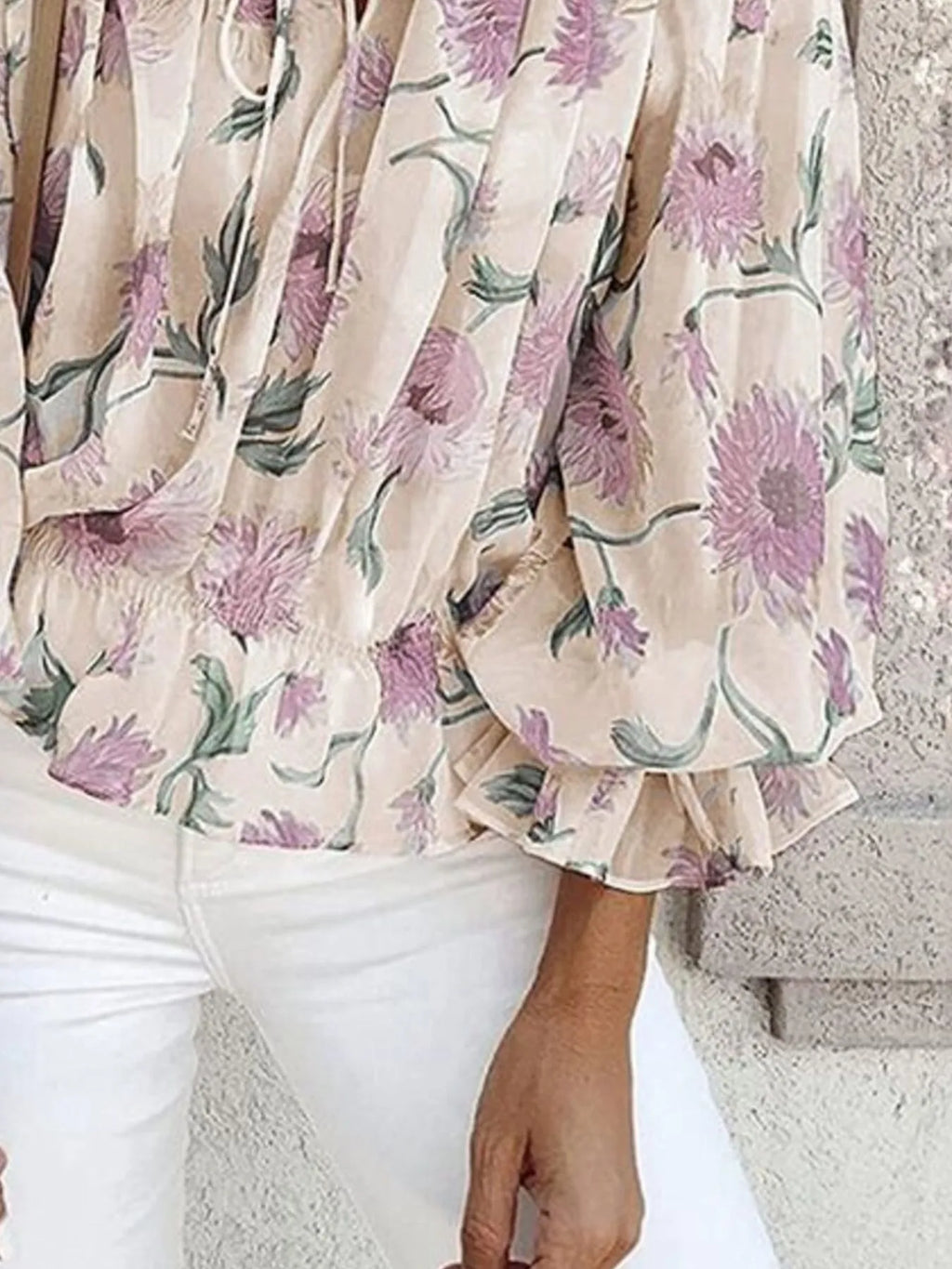 Off-Shoulder Floral Print Blouse