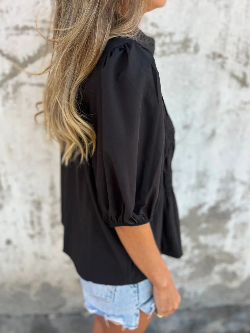 Full Size Smocked Puff Sleeve Blouse Plus Size