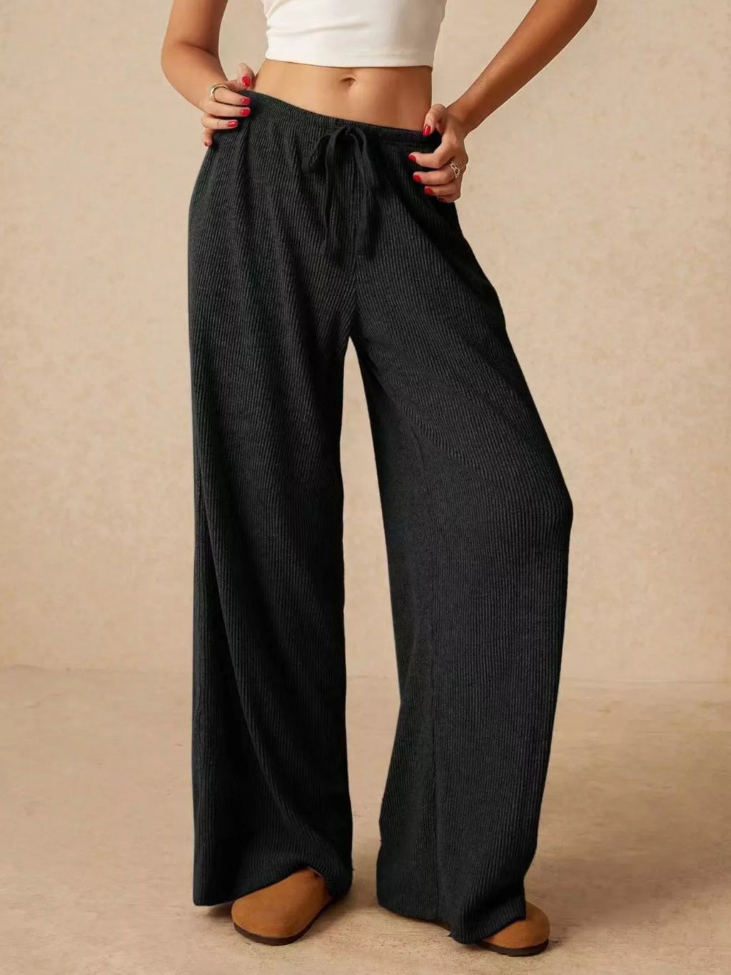 Drawstring Wide Leg Pants