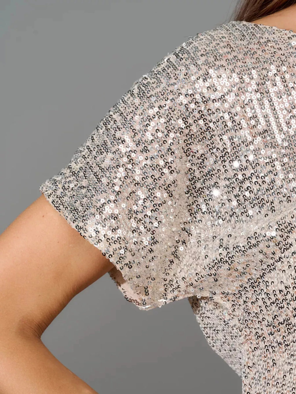 Full Size Sequin Short Sleeve Wide Leg Jumpsuit Plus Size