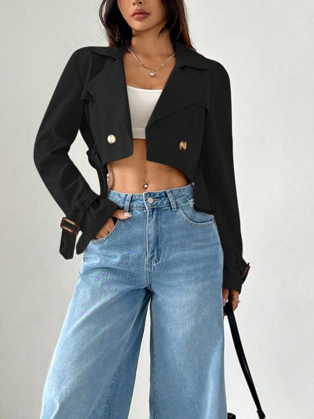 Double-Breasted Cropped Outerwear