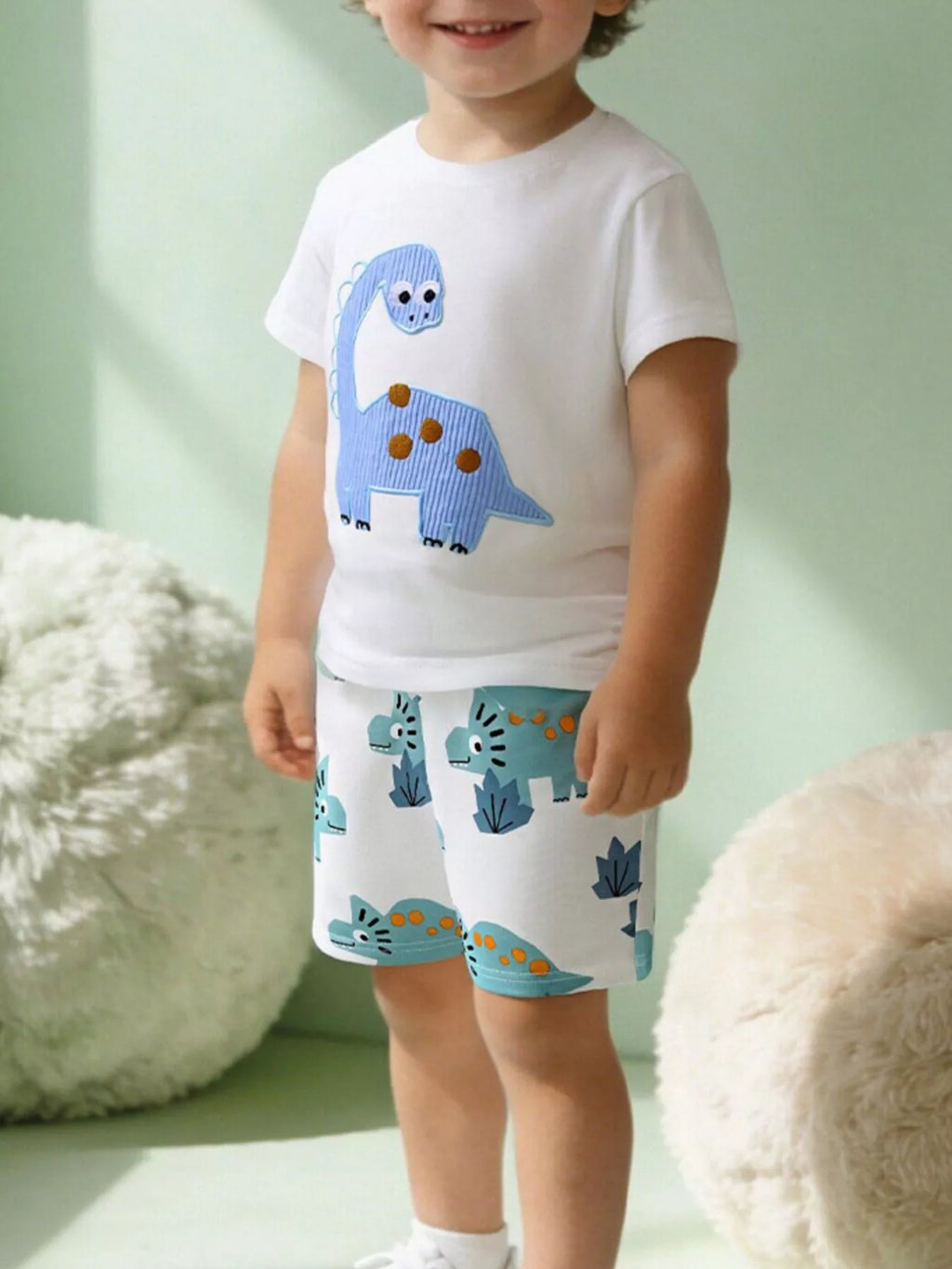 Children's Dinosaur Applique Two-Piece Set