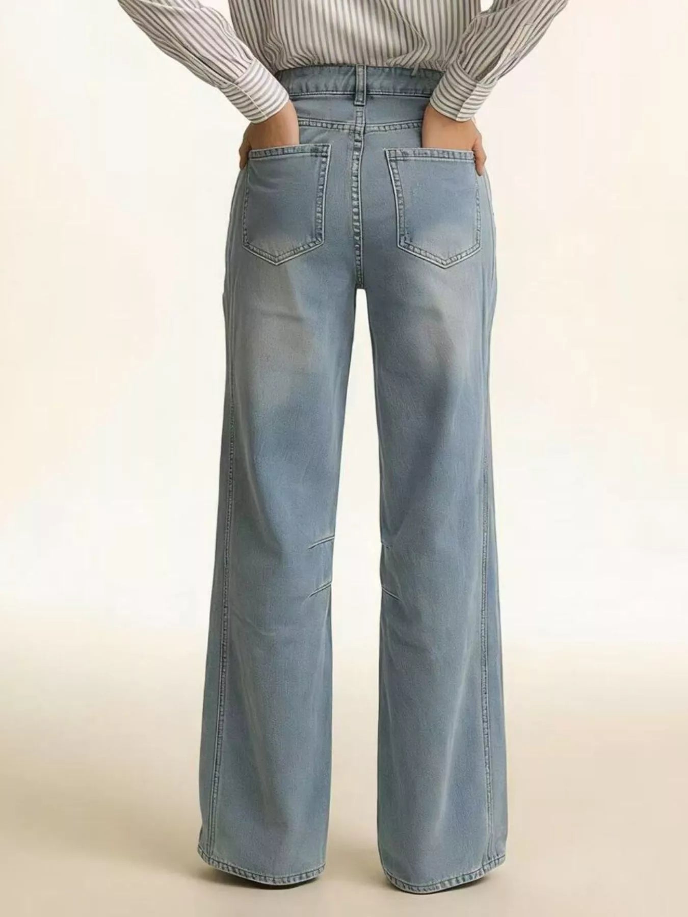 Wide Leg Wash Jeans