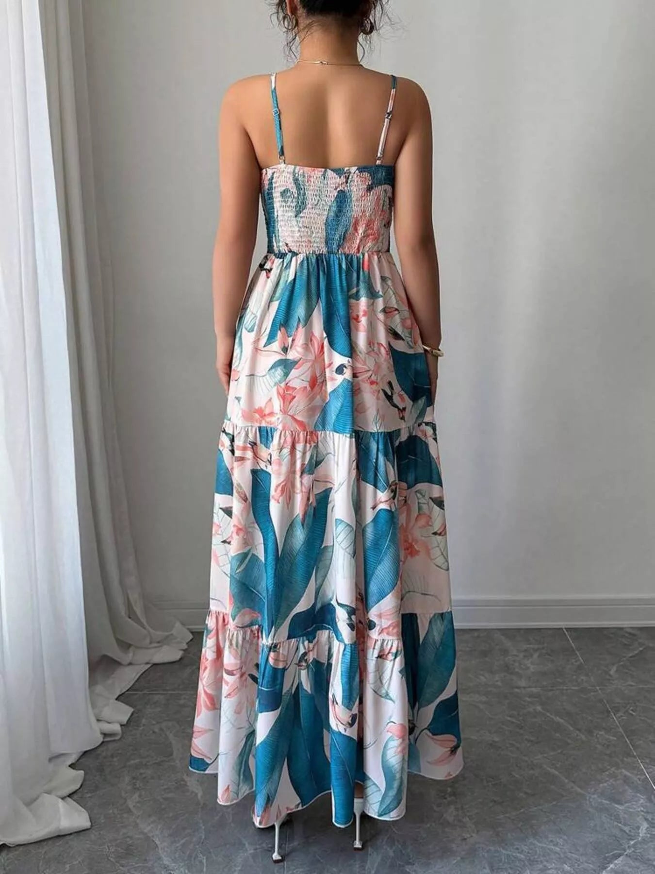 Floral Print Tiered Maxi Cami Dress