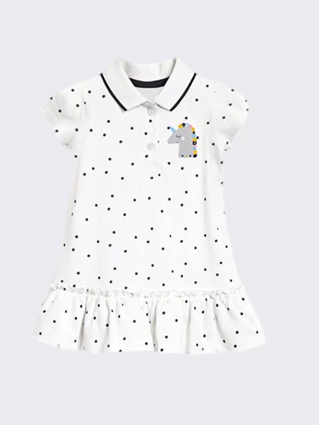 Children's Unicorn Polka Dot Ruffle Hem Dress